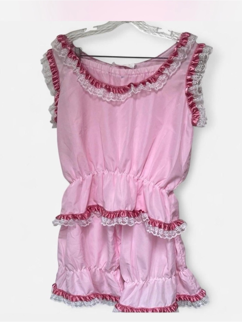 Vintage Tombstone Pink Saloon Girl Costume Top & Bloomers Set 2X Lace Ruffle1-22 - Picture 1 of 6